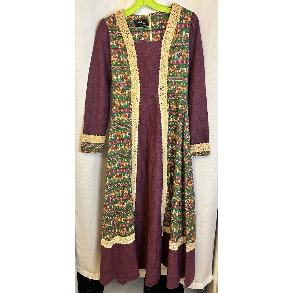 Authentic Vintage Gunne Sax of California Tapestry Renaissance Style Dress S/M